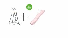Complete glijbaanset 2.2m met losse trap en wateraansluiting Pastel roze