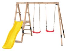 Houten Speeltoestel Ava - Met Gele Glijbaan - Schommels