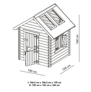 Houten speelhuisje 150x124x160 cm met ramen en dak - SwingKing Louise