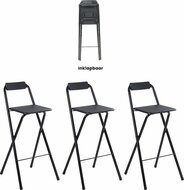 Alora Barkrukken Set 3x - Inklapbaar Met Rugleuning - Zwart