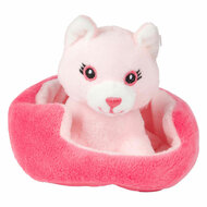 Knuffel Pluche Kat in Mand - 11cm