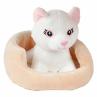 Knuffel Pluche Kat in Mand - 11cm