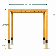 Robuuste Douglas Pergola Schommel met Rekstokken &ndash; 300 cm 14x14