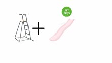 Complete glijbaanset 1,75 m met losse trap en wateraansluiting Pastel Roze