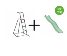 Complete glijbaanset 1,75 m met losse trap en wateraansluiting Pastel Groen