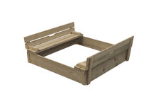 Houten zandbak 120x120 cm met zitrand - ge&iuml;mpregneerd grenenhout