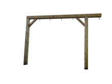 Douglashout schommel 200 cm breed met gelagerde haken en paalbescherming