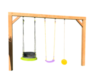 Douglashout schommel 200 cm breed met gelagerde haken en paalbescherming