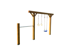 Douglashout schommel 200 cm breed met gelagerde haken en paalbescherming