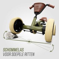 BERG Buzzy Retro skelter groen - 4 wielen, bruin zadel - 2-5 jaar