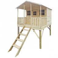 Houten speelhuis op poten met trap en overdekt terras - WOODY Harper