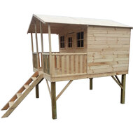 Houten speelhuis op poten met trap en overdekt terras - WOODY Harper