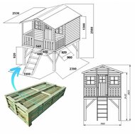 Houten speelhuis op poten met trap en overdekt terras - WOODY Harper