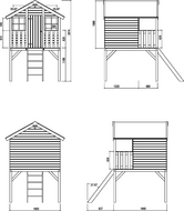 Verhoogd speelhuis Nora met balkon 16mm ge&iuml;mpregneerd hout