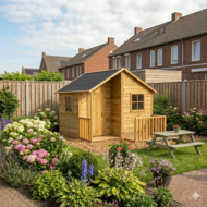 WOODY Jinthe speelhuis met veranda en 3 ramen - hout