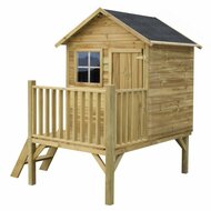 Houten speelhuis op palen met balkon en glijbaanaansluiting WOODY Sammy