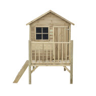 Houten speelhuis op palen met balkon en glijbaanaansluiting WOODY Sammy