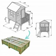 Houten speelhuis op palen met balkon en glijbaanaansluiting WOODY Sammy