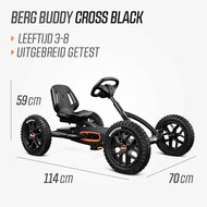 Skelter met handrem BERG Buddy Cross zwart 3-8 jaar luchtbanden