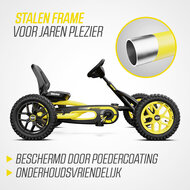 Skelter met luchtbanden BERG Buddy Cross geel/zwart + soundbox