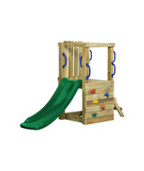 Compact houten speeltoestel met glijbaan en klimwand - SwingKing