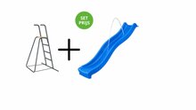 Glijbaan 2.2m met losse trap en wateraansluiting blauw 120cm hoog