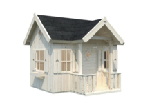 Houten speelhuis 16mm met veranda, 4 ramen en plantenbakken Faye