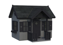 Houten speelhuis 16mm met veranda, 4 ramen en plantenbakken Faye
