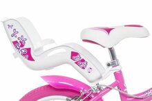 Dino Bikes Flappy kinderfiets 14 inch met zijwieltjes roze/wit