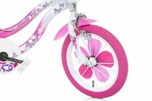 Dino Bikes Flappy kinderfiets 14 inch met zijwieltjes roze/wit