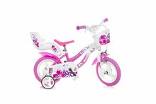 Kinderfiets 12 inch Dino Bikes Flappy met zijwieltjes roze/wit