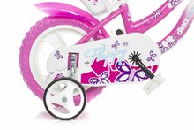 Kinderfiets 12 inch Dino Bikes Flappy met zijwieltjes roze/wit