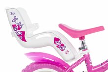 Kinderfiets 12 inch Dino Bikes Flappy met zijwieltjes roze/wit