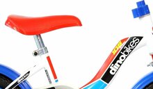 Kinderfiets 10 inch Dino Bikes met zijwieltjes en rem blauw/rood