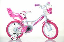 Dino Bikes kinderfiets 16 inch meisjes met zijwieltjes roze wit
