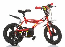 16 inch kinderfiets Dino Bikes jongens rood met zijwieltjes