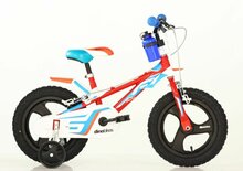 Kinderfiets 14 inch Dino Bikes R1 racethema rood/blauw/wit