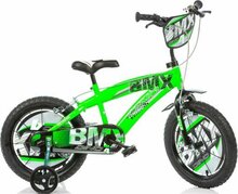 16 inch BMX kinderfiets groen met zijwieltjes - Dino Bikes