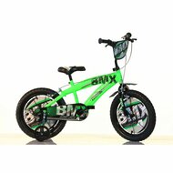 14 inch BMX kinderfiets groen met zijwieltjes Dino Bikes