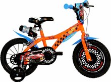 Kinderfiets 14 inch Hot Wheels Dino Bikes met zijwieltjes oranje