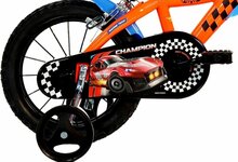 Kinderfiets 14 inch Hot Wheels Dino Bikes met zijwieltjes oranje