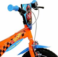 Kinderfiets 14 inch Hot Wheels Dino Bikes met zijwieltjes oranje