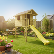Speelhuis op palen grenenhout 16mm met veranda - WOODY Teddy