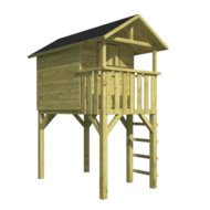 Speelhuis op palen grenenhout 16mm met veranda - WOODY Teddy