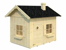 Speelhuis hout 16mm met luiken, bloemenbakken en schoorsteen - WOODY