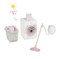 Lundby schoonmaakset poppenhuis - wasmachine, stofzuiger en wasmand