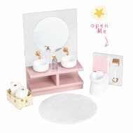 Lundby poppenhuis badkamer set met wastafel, spiegel en toilet