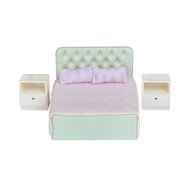 Lundby poppenhuis slaapkamer basisset met bed en nachtkastjes
