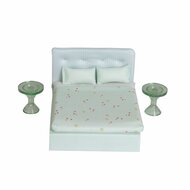 Lundby poppenhuis slaapkamer met gestoffeerd bed (1:18, groen)