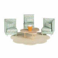 Lundby poppenhuis woonkamer set lichtgroen met modulaire bank 1:18